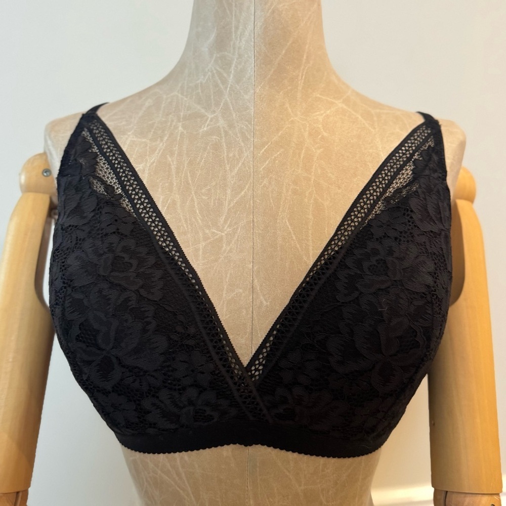 NWT KNIX Lace Deep V Bralette, Black (XXL) - Picture 6 of 11